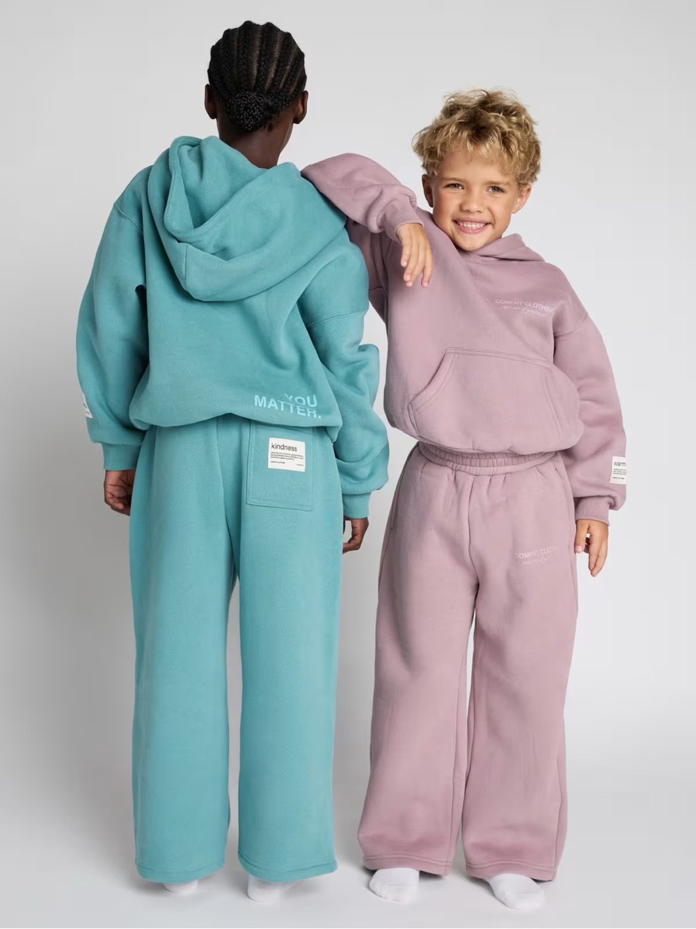 Kids Oversized weighted teal sweatshirt and pants set size medium from Comfrt